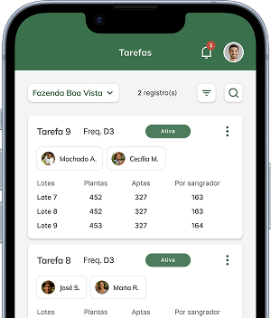Apontamentos de sangrias no app Hevea Flow Produtor