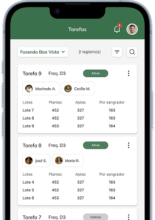 Tela do Hevea Flow Produtor com execução de sangria