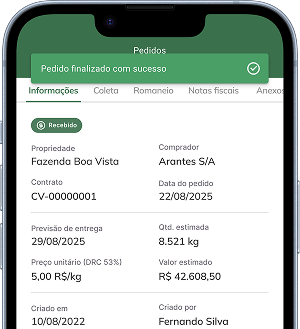 Tela para pedido de venda